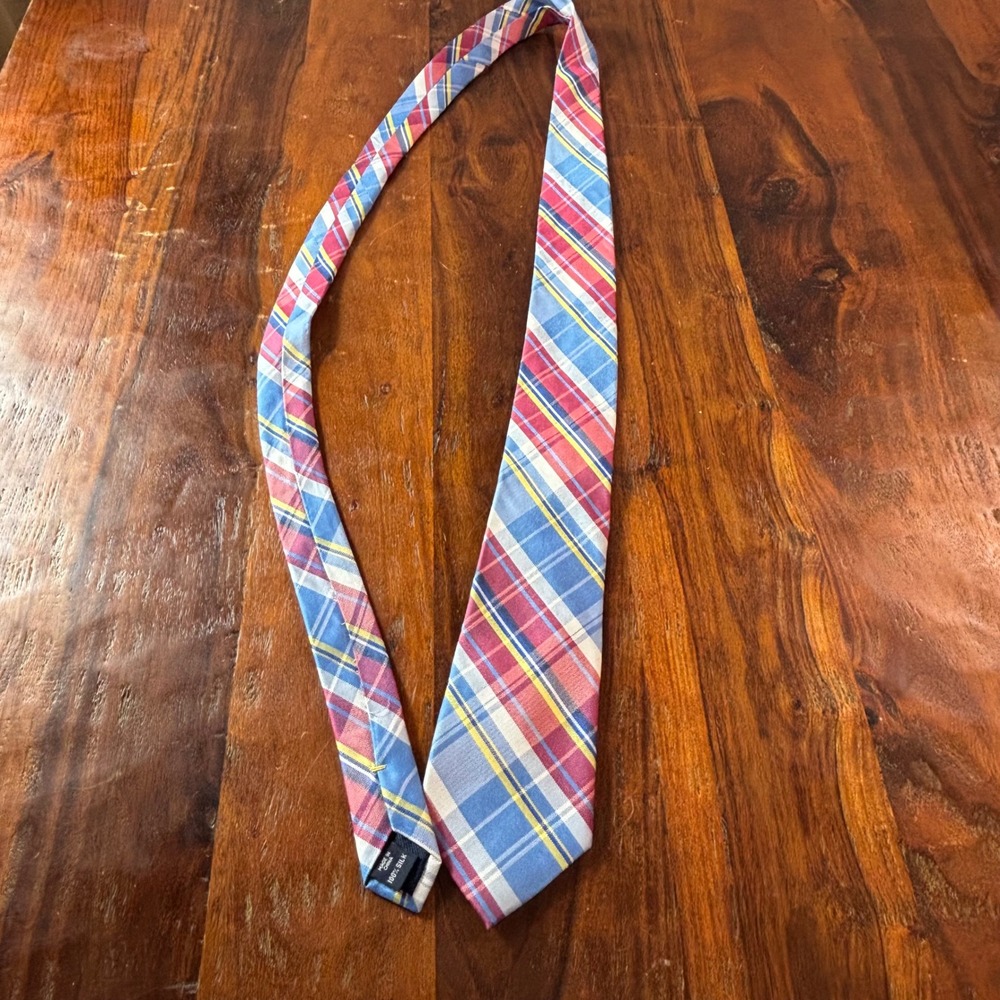 Nautica Mens Blue Red Yellow Plaid 100% Silk Classic Necktie Accessory